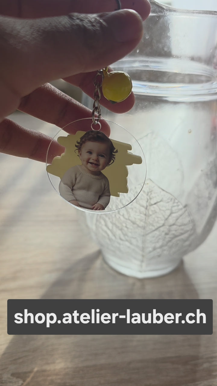 Personalisierter Acryl-Schlüsselanhänger (5cm) – Zweiseitig mit Foto & Wunschname