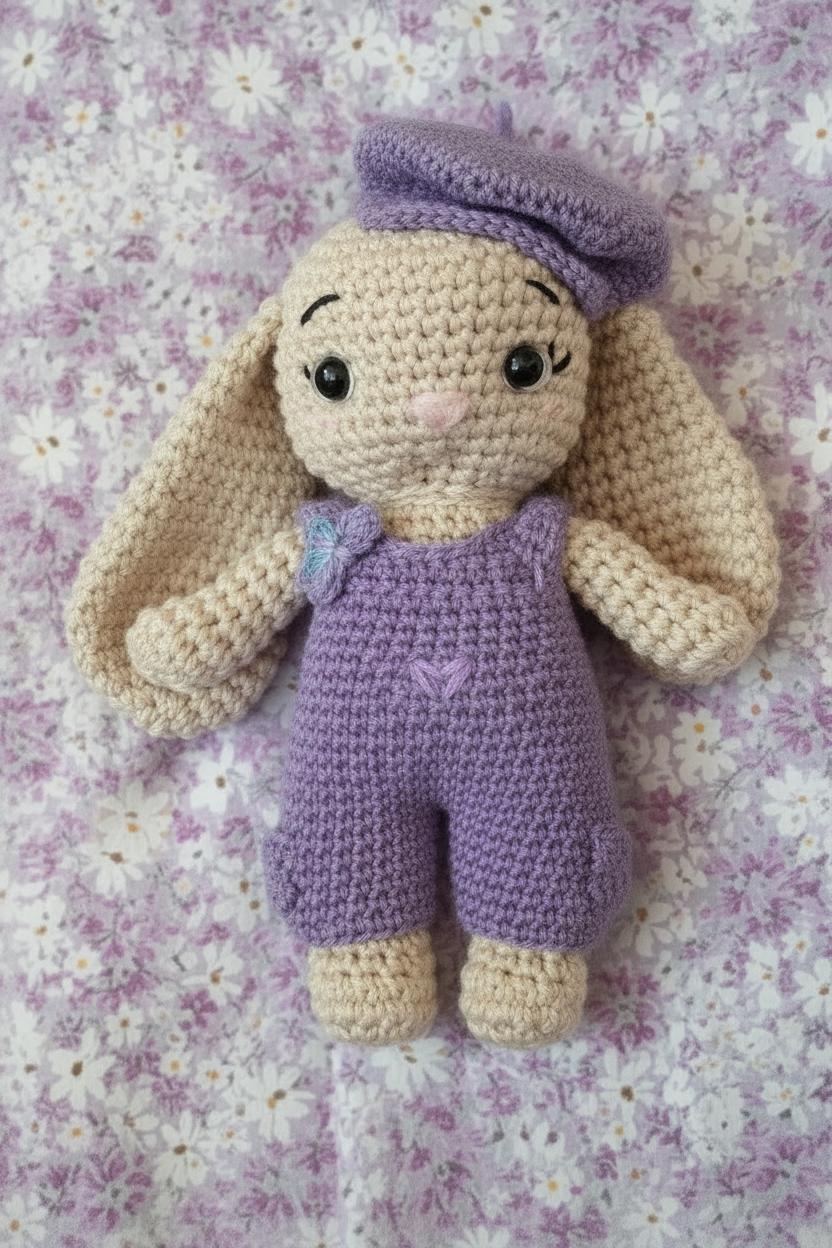 Gehäkelte Tiere - Handgehäkelter Kuschelhase (20 cm) – Personalisiertes Baumwoll-Plüschtier
