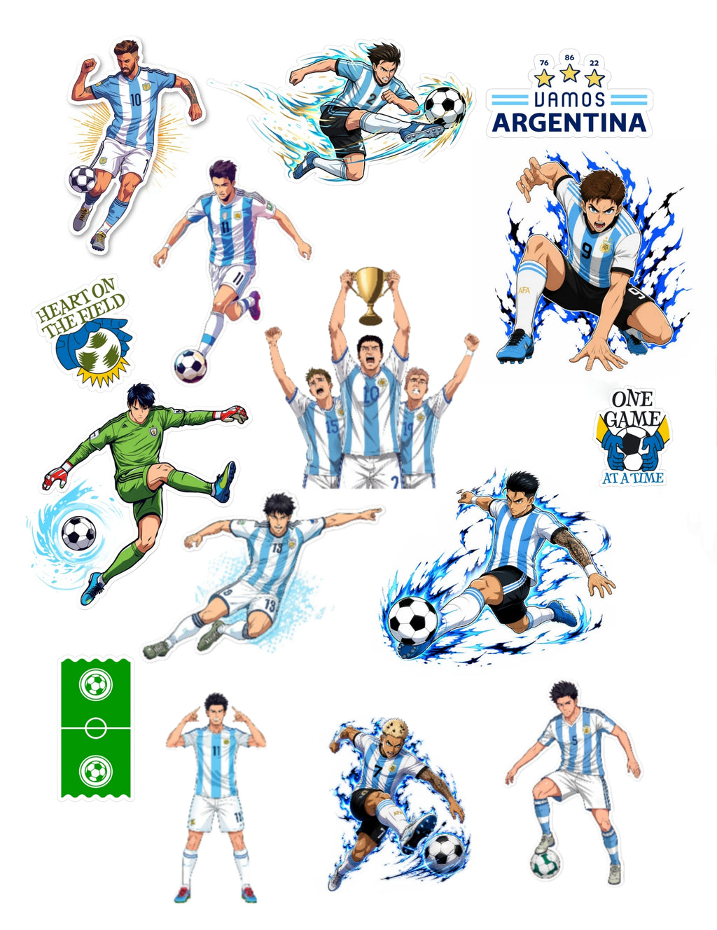 Ultimate Anime Fussball Sticker-Pack (15er-Set) – Wasserfeste Vinyl Aufkleber