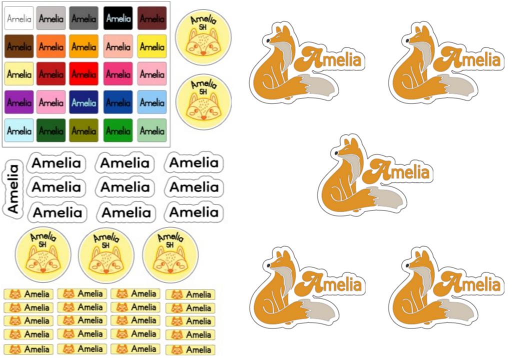 Personalisierte Namensaufkleber & Aufbügler Set – 65-teilig für Kinder & Studenten