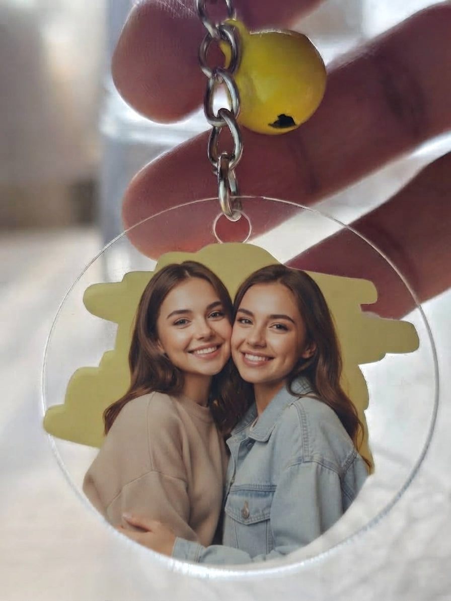 Personalisierter Acryl-Schlüsselanhänger (5cm) – Zweiseitig mit Foto & Wunschname