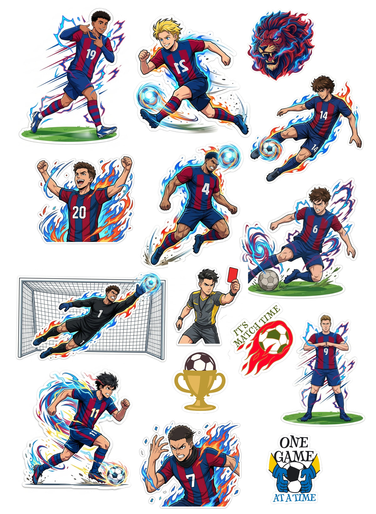 Ultimate Anime Fussball Sticker-Pack (15er-Set) – Wasserfeste Vinyl Aufkleber
