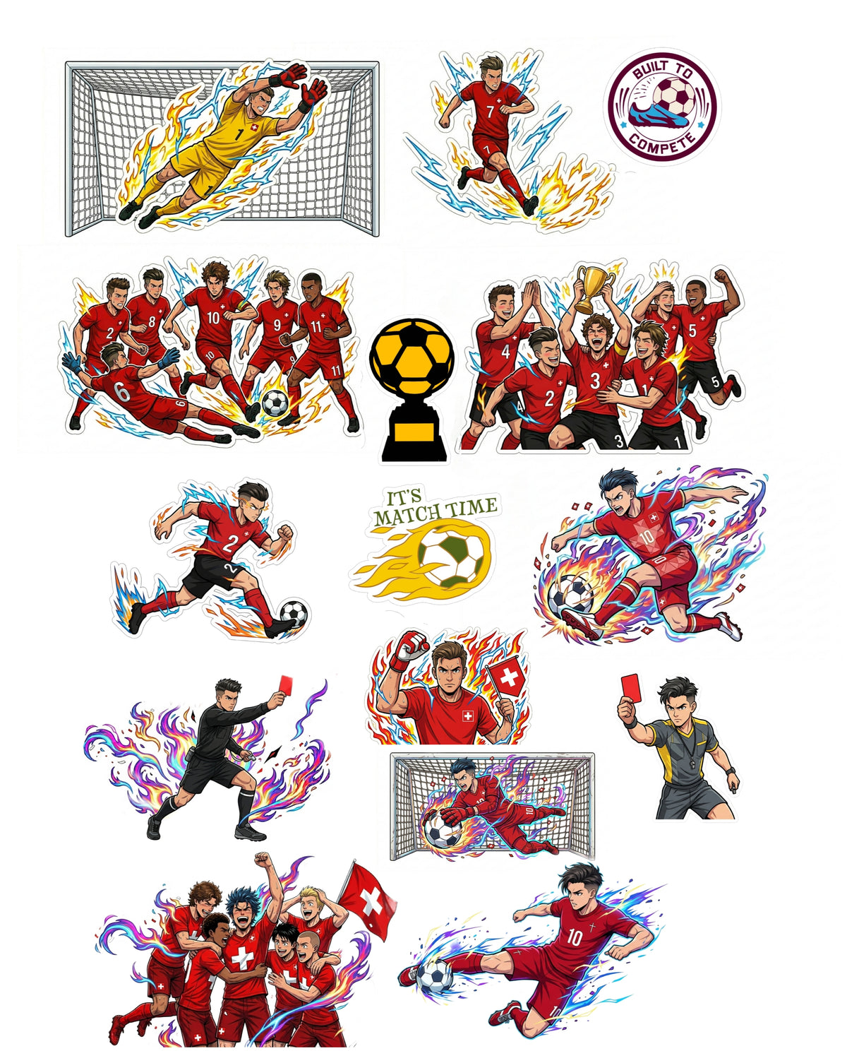 Ultimate Anime Fussball Sticker-Pack (15er-Set) – Wasserfeste Vinyl Aufkleber