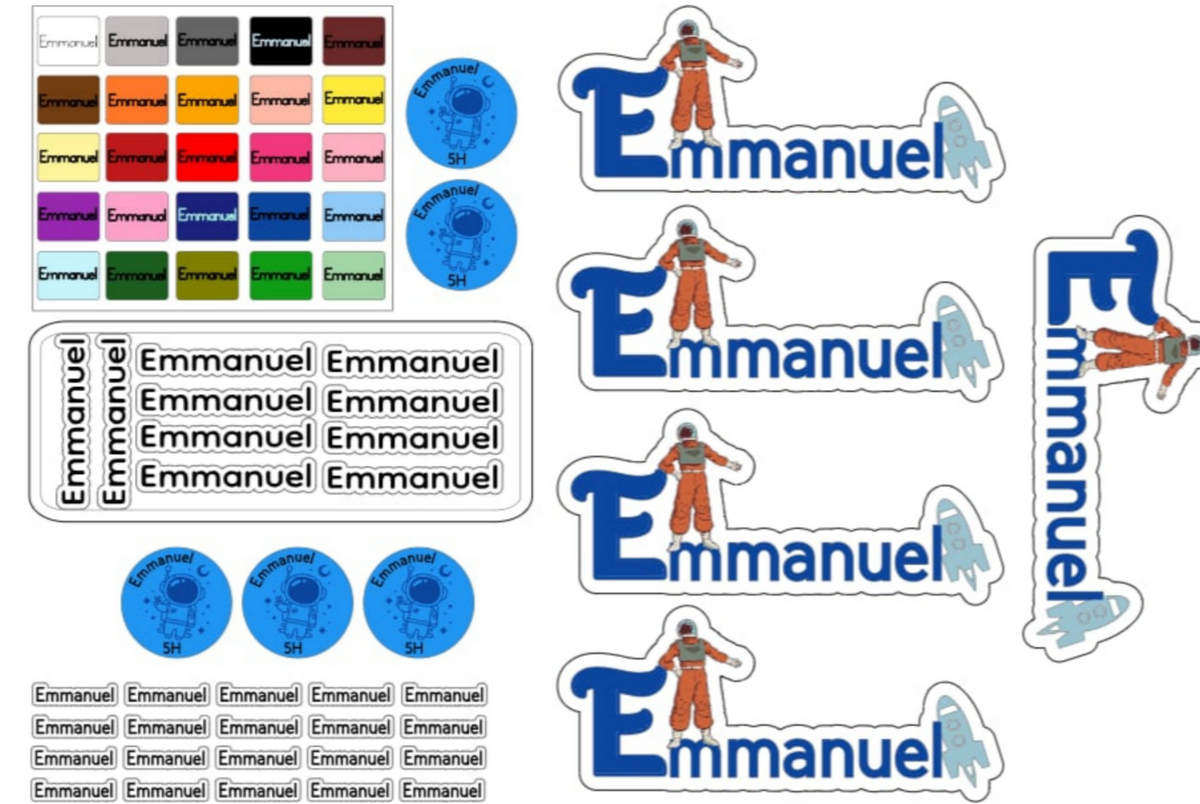 Personalisierte Namensaufkleber & Aufbügler Set – 65-teilig für Kinder & Studenten