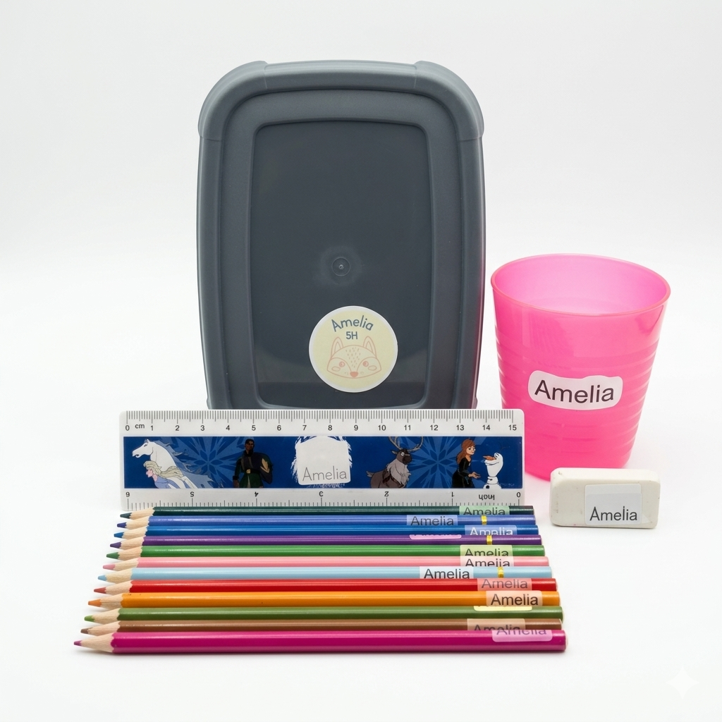 Personalisierte Namensaufkleber & Aufbügler Set – Der perfekte Organisations-Allrounder für Kinder & Studenten