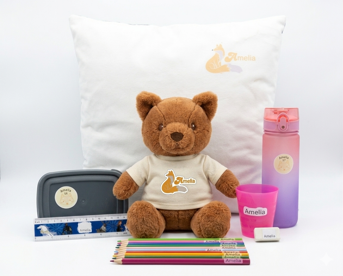 Personalisierte Namensaufkleber & Aufbügler Set – Der perfekte Organisations-Allrounder für Kinder & Studenten