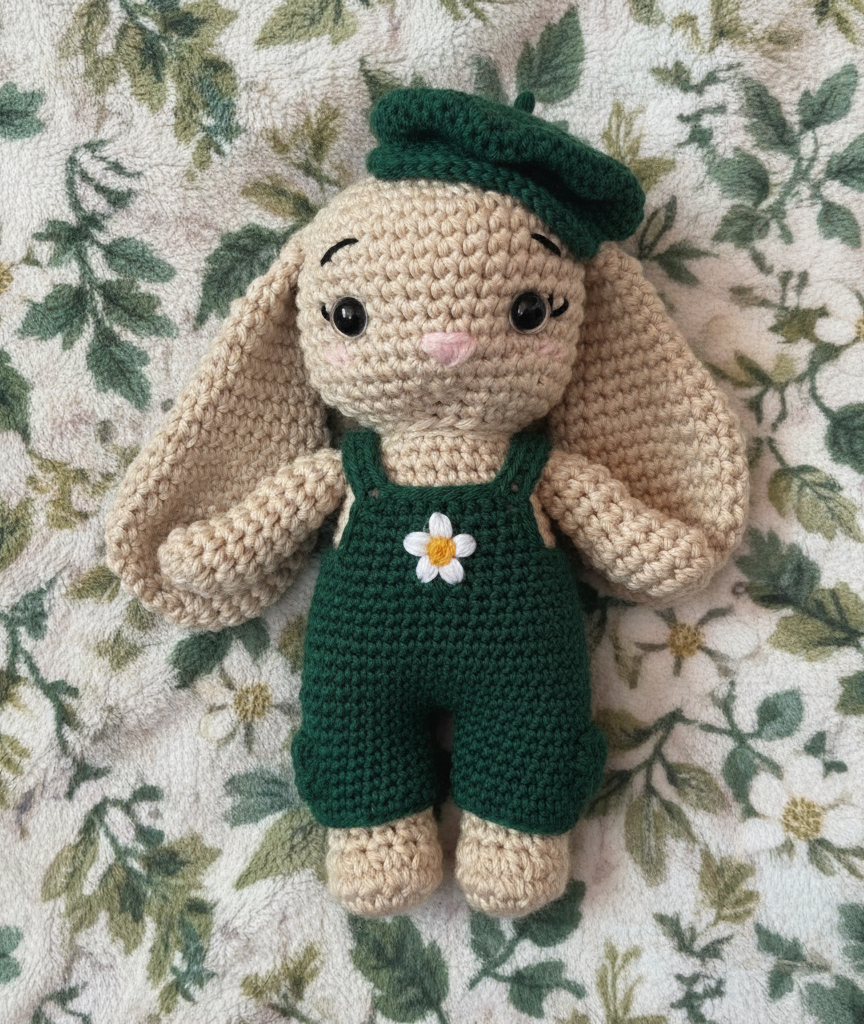 Gehäkelte Tiere - Handgehäkelter Kuschelhase (20 cm) – Personalisiertes Baumwoll-Plüschtier