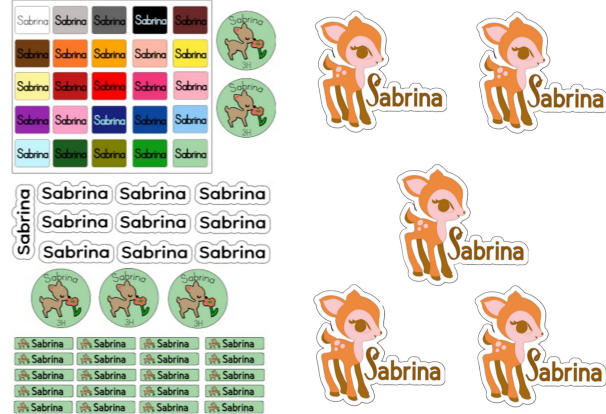 Personalisierte Namensaufkleber & Aufbügler Set – 65-teilig für Kinder & Studenten
