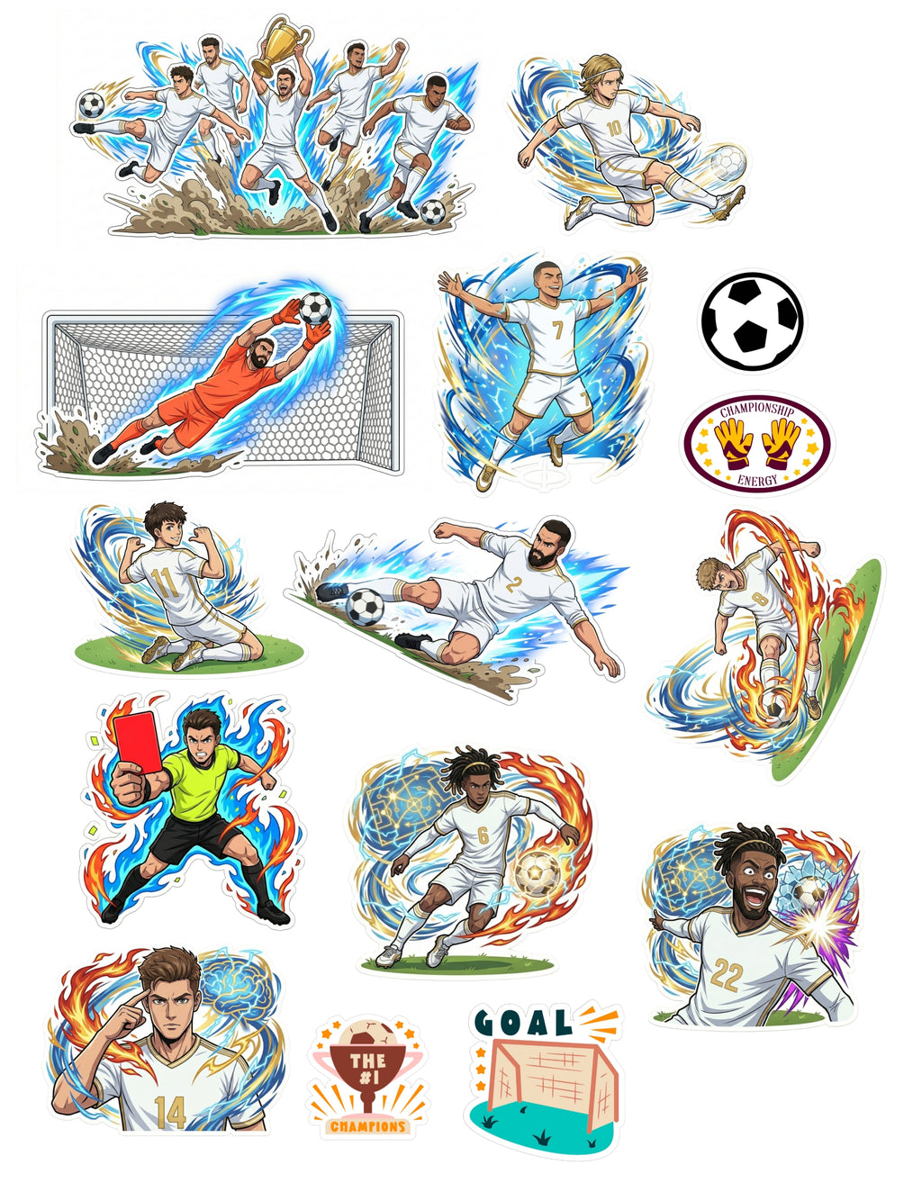 Ultimate Anime Fussball Sticker-Pack (15er-Set) – Wasserfeste Vinyl Aufkleber
