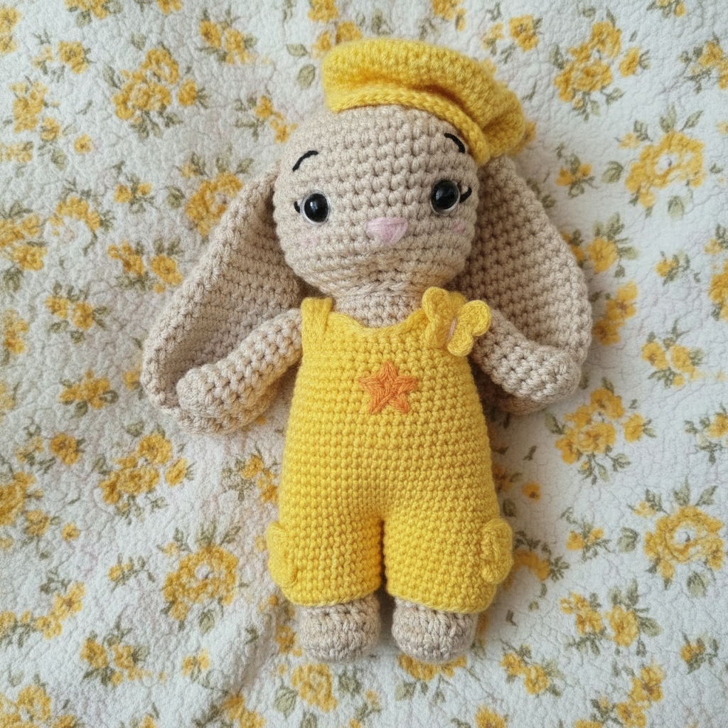 Gehäkelte Tiere - Handgehäkelter Kuschelhase (20 cm) – Personalisiertes Baumwoll-Plüschtier